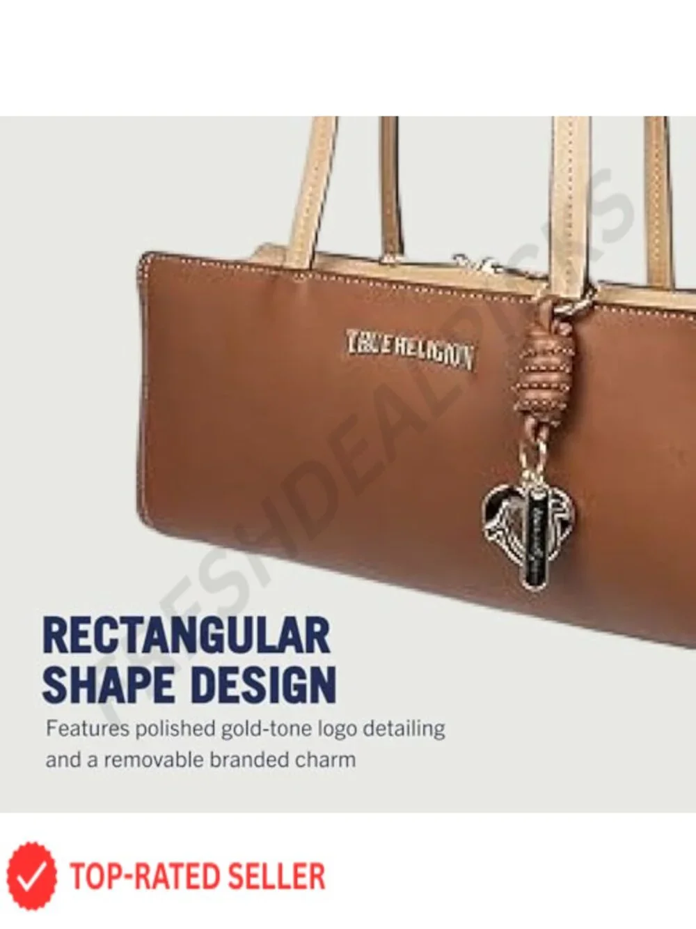 Structured Satchel Bag with Gold-Tone Hardware and Removable Charm